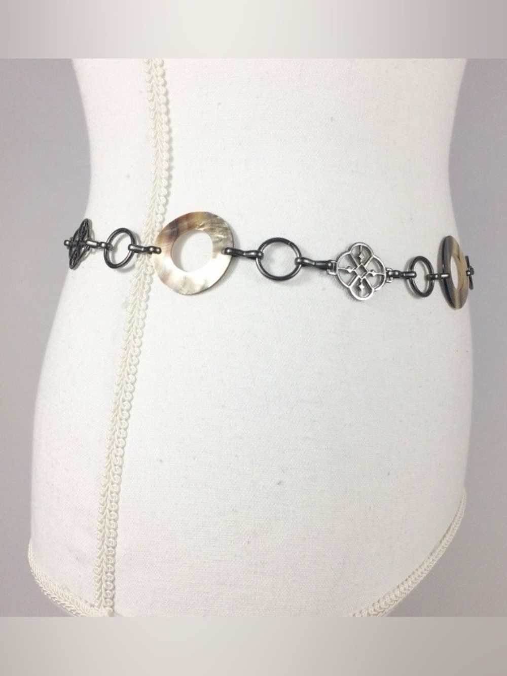 Shell Abalone Chain Link Adjustable Belt, O/S - Picture 2 of 6